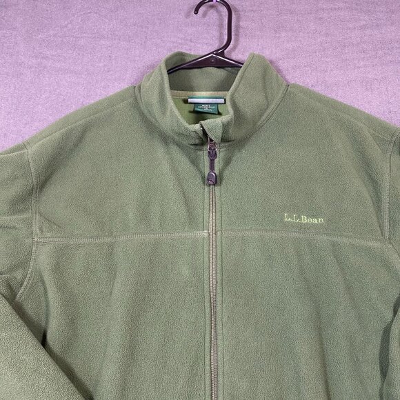 L.L. Bean Polartec Full-Zip Green Fleece Jacket With Mesh Lining Mens size LG - Picture 9 of 16
